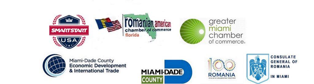 Romanian chamber miami logos of the Romanian-American Chamber of commerce and other partners