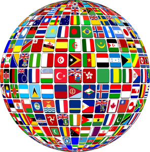 International Business Conference in Florida world globe with Romanian American flag worldwide