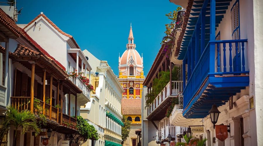 Caribean street with buildings