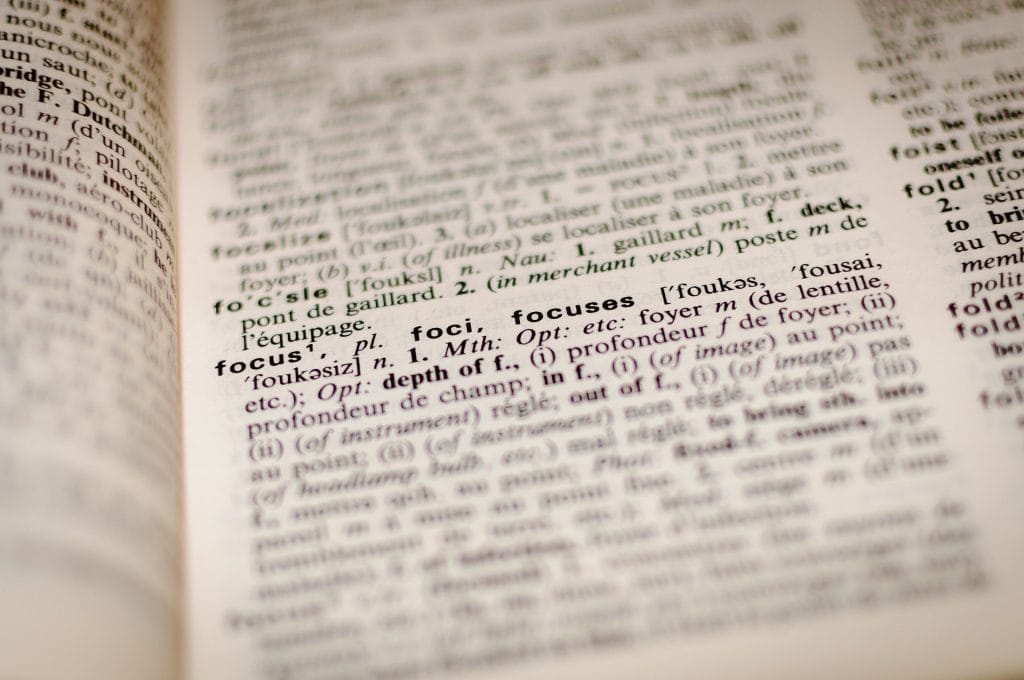 Focus keyword on dictionary