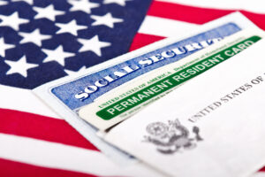 Social Security card and permanent resident card