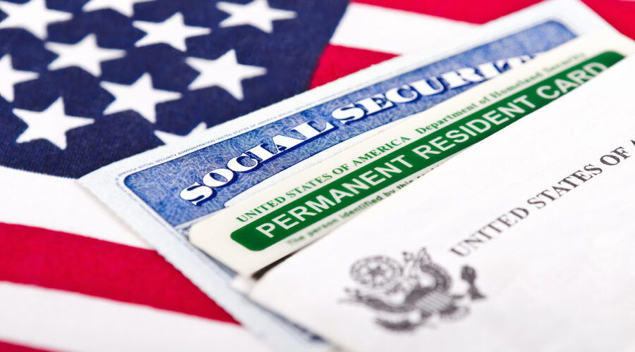 Social Security card and permanent resident card