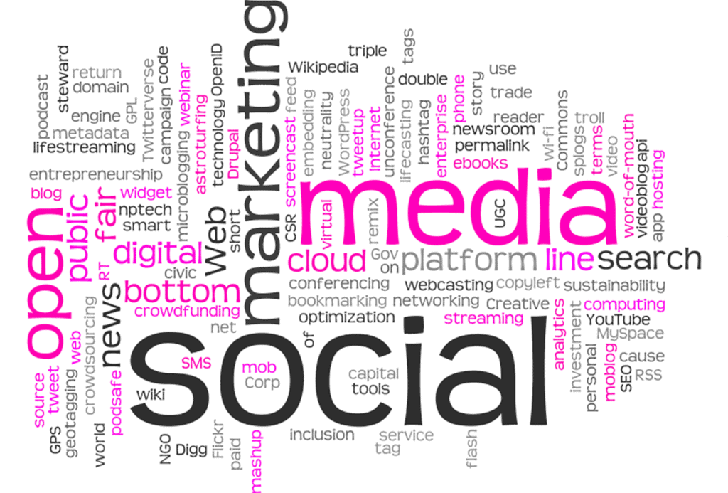 Pink and black word cloud