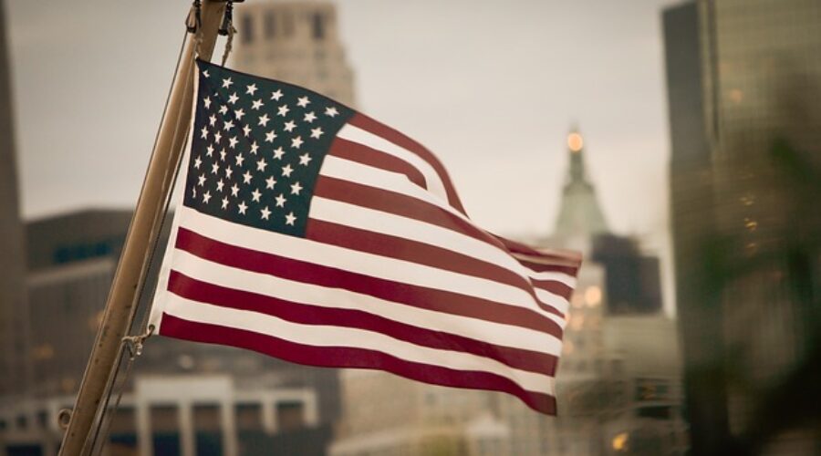 US Flag in the wind